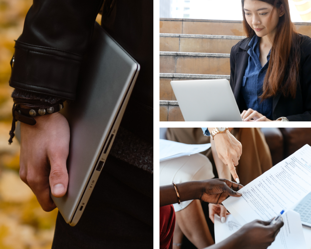 Collage of writers working