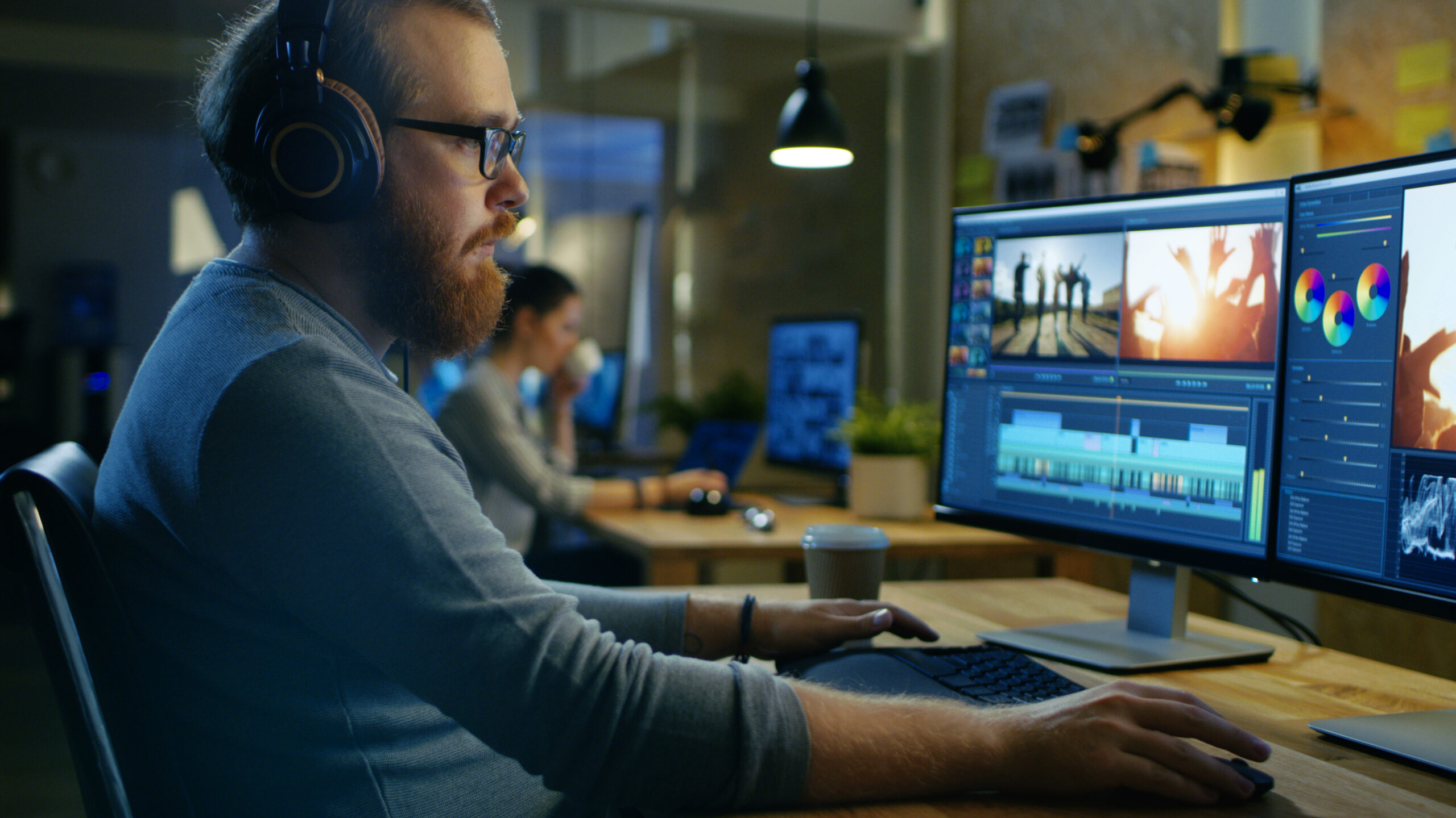 Editor working on a computer
